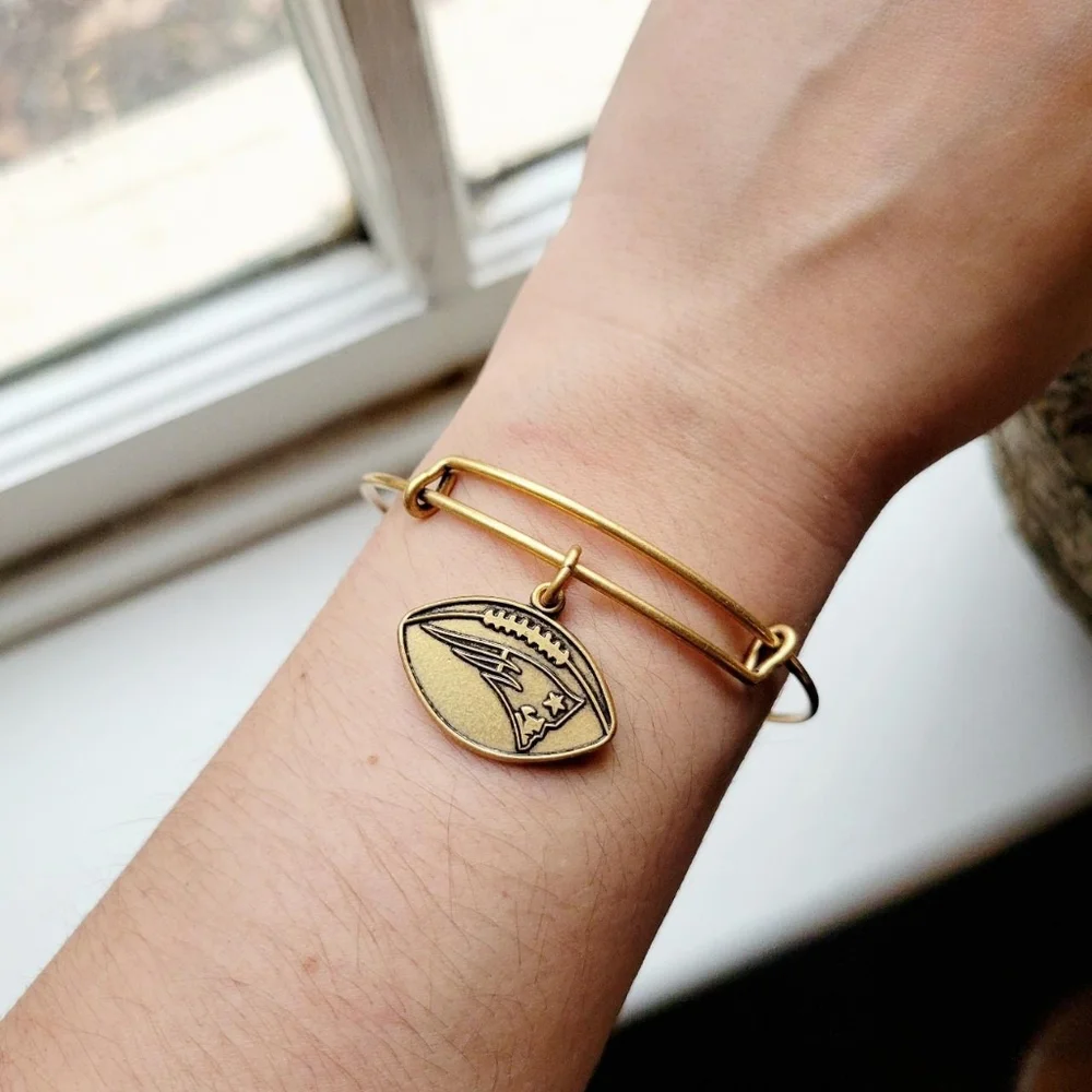 Alex & Ani 2014 NFL New England Patriots Football Gold Bangle Bracelet